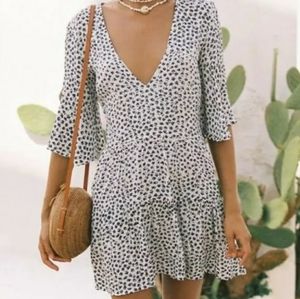 Faithfull the Brand Dress Rae Blue Floral Dress 8